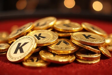Pile of virtual casino chips and coins