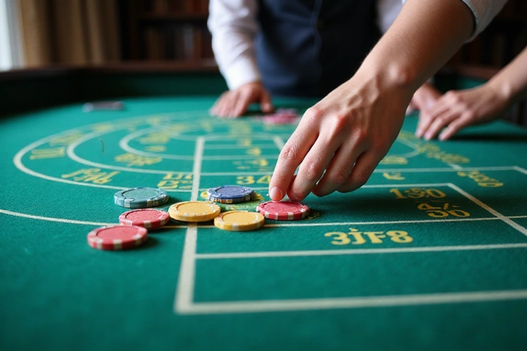 Player placing chips on craps table